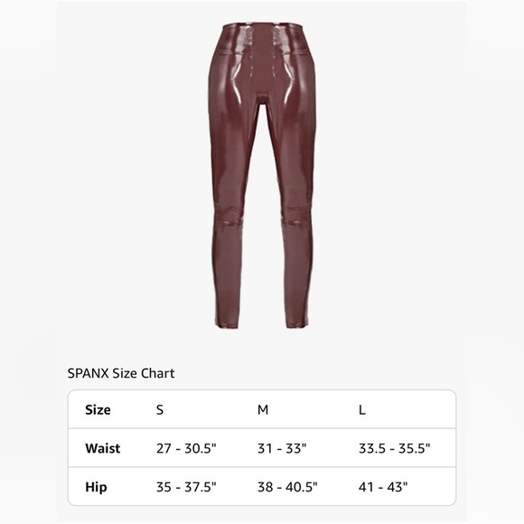 SPANX: FAUX PATENT LEATHER LEGGINGS, RUBY Size Petite Small. NWT. 128 retail - Picture 4 of 11